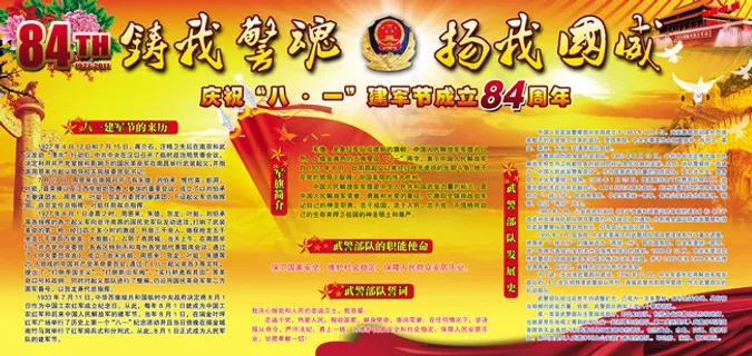 八一建军节墙报板报PSD素材