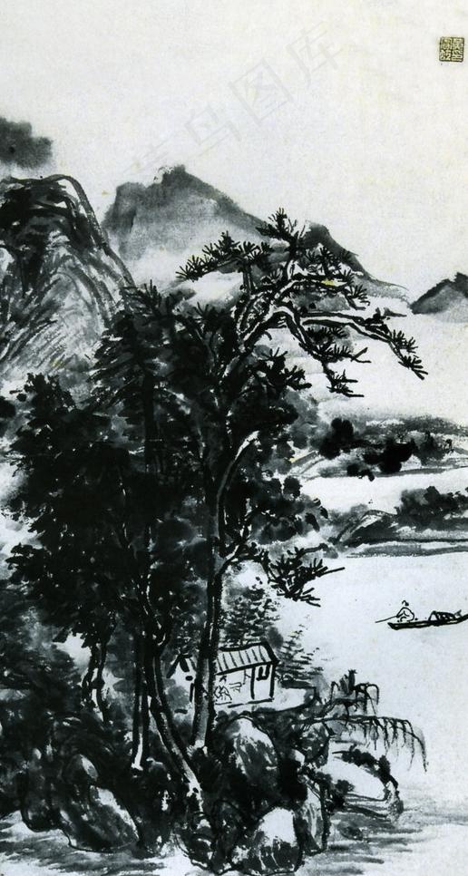 水墨山水轴图片