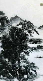 水墨山水轴图片