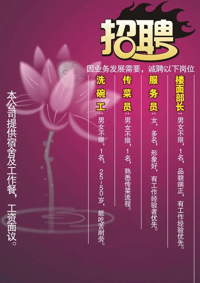 招聘 荷花莲图片cdr矢量模版下载