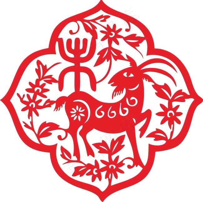 羊年剪纸图案cdr矢量模版下载