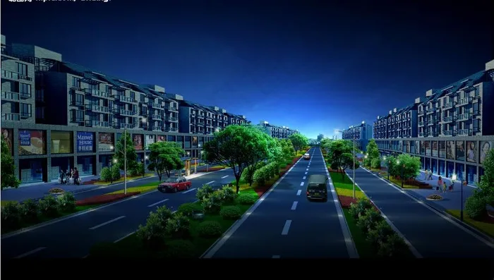 公路景观夜景效果图图片(3600X2250(DPI:300))psd模版下载