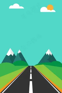 矢量扁平几何手绘透视公路背景 矢量扁平几何手绘透视公路背景