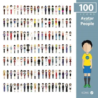 100个职业人物矢量图标背景