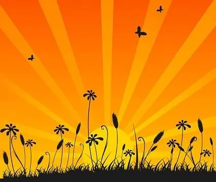 日落矢量素材eps,ai矢量模版下载