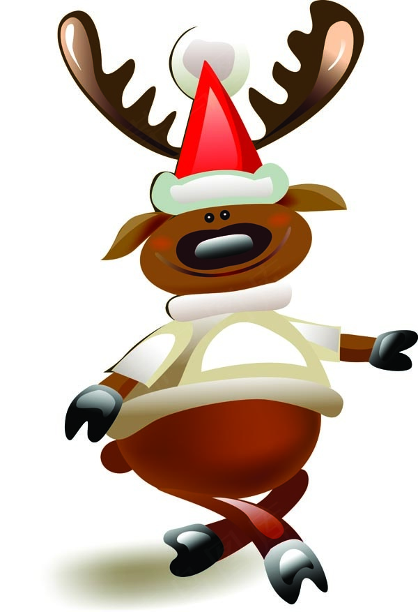 圣诞老人卡通麋鹿矢量图
