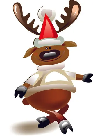圣诞老人卡通麋鹿矢量图