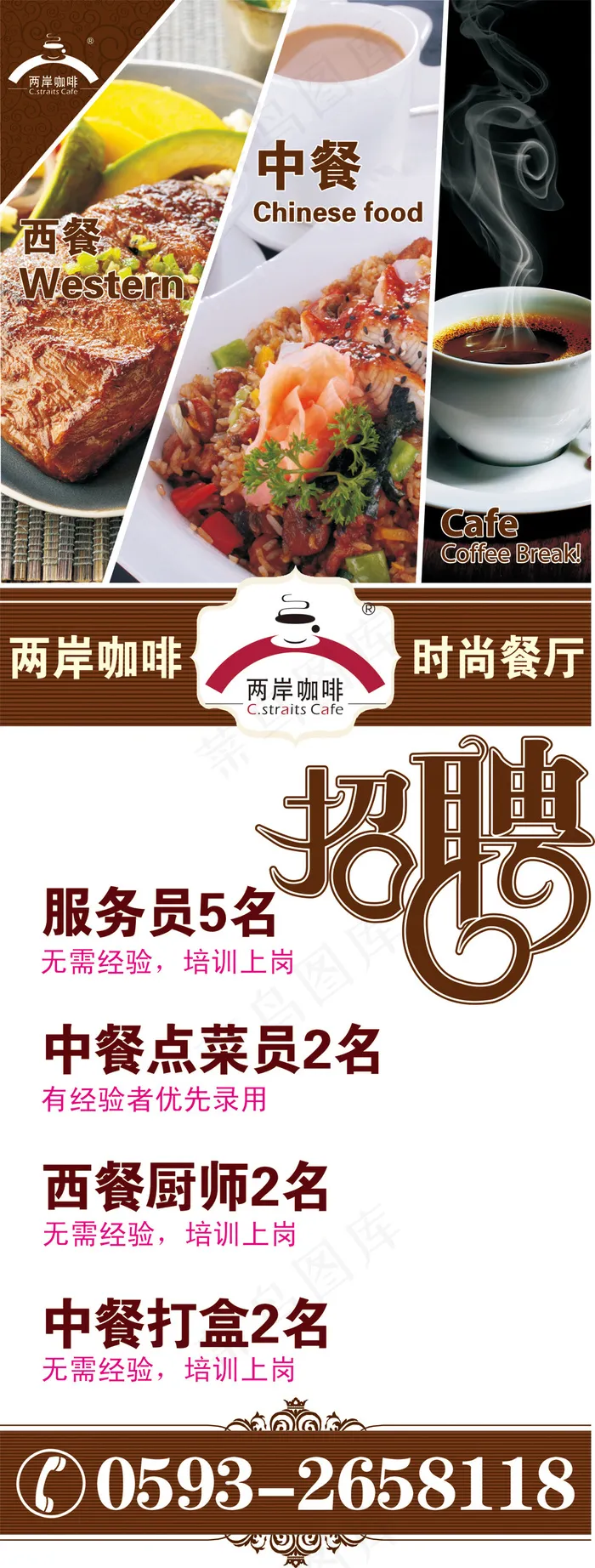 两岸咖啡招聘X展架cdr矢量模版下载