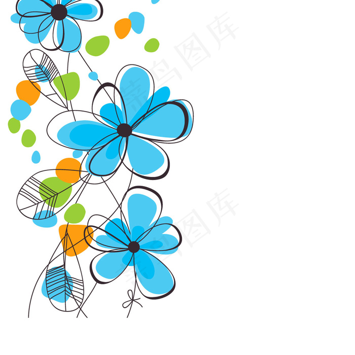 多彩手绘花纹矢量素材