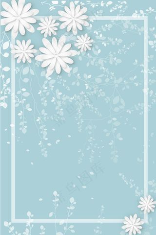 蓝色清新雪花海报背景