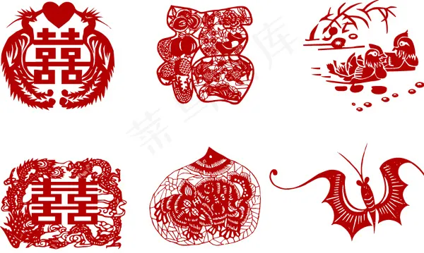 中国传统吉祥剪纸ai矢量模版下载