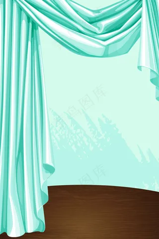 矢量文艺清新手绘幕布展台背景