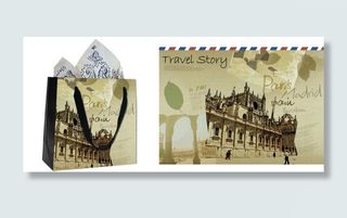 高清PSD分层古典名胜购物袋