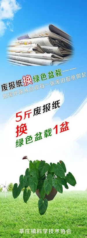报纸换盆栽x展架图片