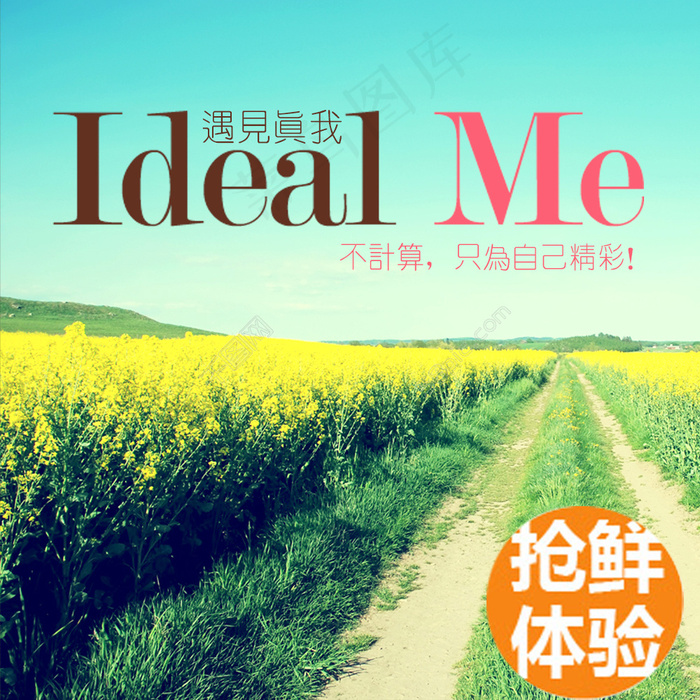 油菜花美丽的和层景色模板海报psd模版下载