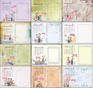 卡通情侣2011年台历模板