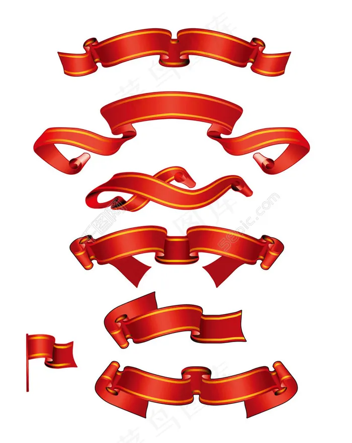 红色丝带PSD素材psd模版下载