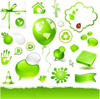 绿色主题标签矢量图