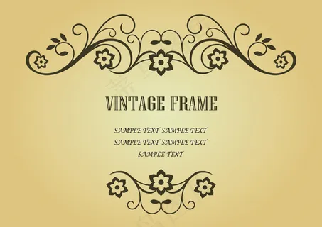 复古风格乐器与花纹元素矢量素材