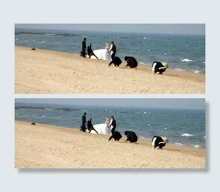 观音山海滩拍婚纱图片