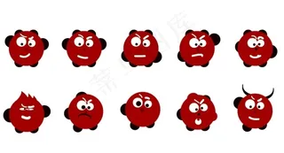 愤怒的小人可爱红色恶魔矢量图