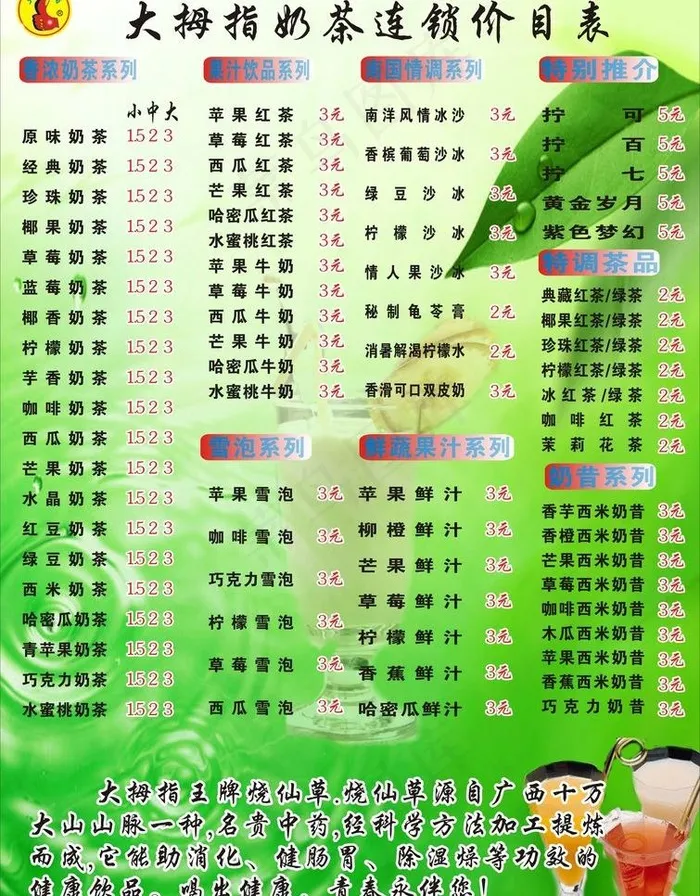 大拇指奶茶图片cdr矢量模版下载