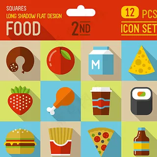 扁平化食物图标矢量素材图片