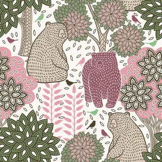 卡通可爱北欧童话梦幻儿童动物无缝平铺背景头像印刷矢量图片素材