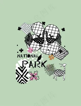 卡通动物印花素材 AI矢量