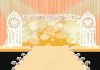 橙色婚礼背景效果图