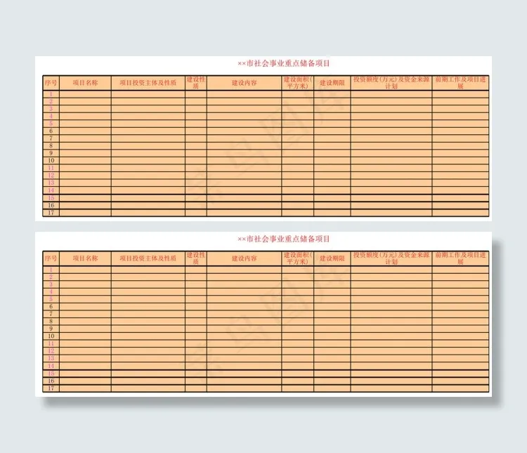 社会事业重点储备项目