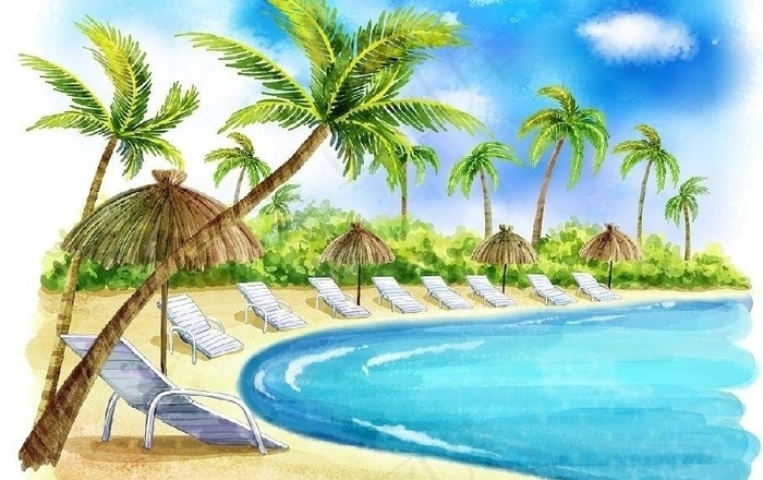 夏天风景插画图片