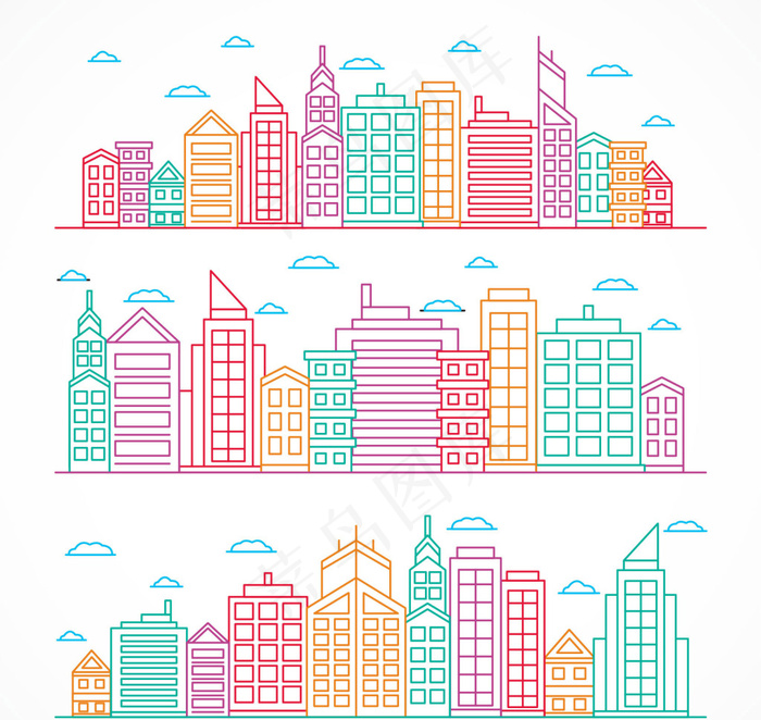 线框建筑矢量素材