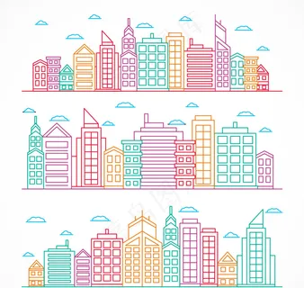 线框建筑矢量素材