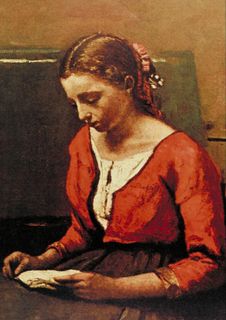 油画悲伤女孩图片