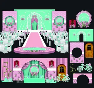 粉蓝色婚礼背景展示设计