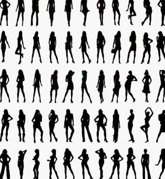 女人剪影矢量集eps,ai矢量模版下载