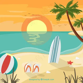 欢乐夏日海滨派对休闲时光旅游矢量 欢乐夏日海滨派对休闲时光旅游矢量