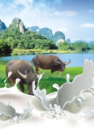 牛奶海报背景（位图组成）图片
