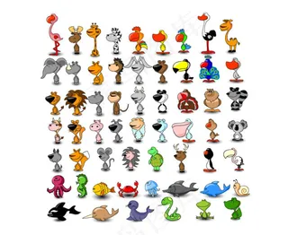 可爱的卡通动物02—矢量素材