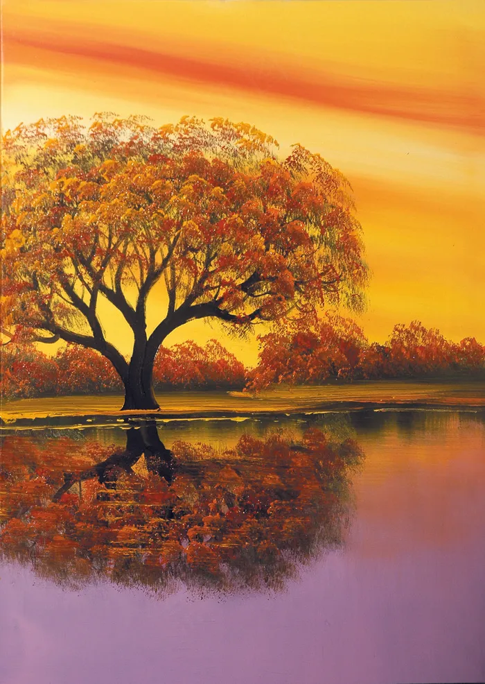 美丽的树木湖景