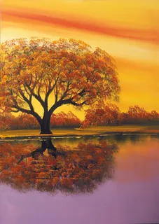 美丽的树木湖景