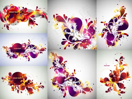 潮流花纹水滴状矢量素材