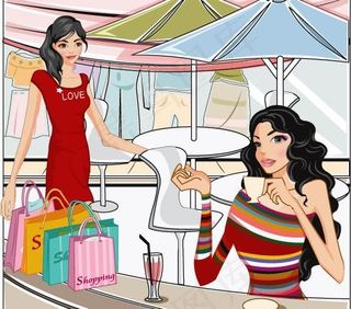 韩国美女购物人物矢量图149