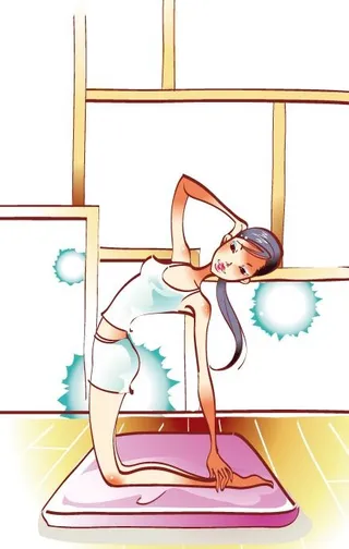 美女居家瑜伽矢量图图片