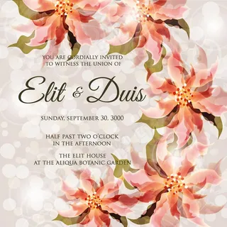彩色花朵婚礼邀请函矢量素材