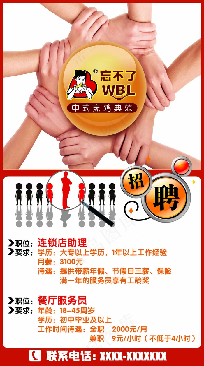 简约招聘海报psd模版下载