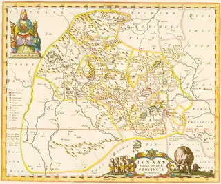清朝顺治年间云南省地图全图欧式复古...