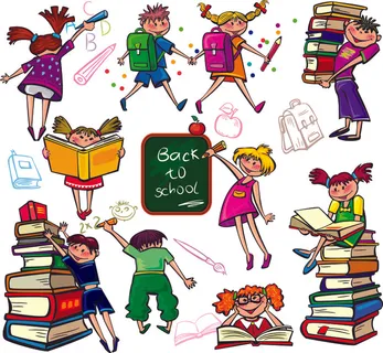 可爱的彩色卡通男孩和女孩01矢量图...