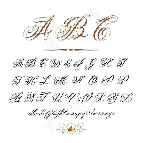 手写花体英文字母矢量eps,ai矢量模版下载